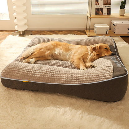 Plush Bolster Pet Lounger with Supportive Rim for Medium to Large Dogs – Cushioned Sleeping Pad in Brown – Removable Washable Cover – 31 × 2