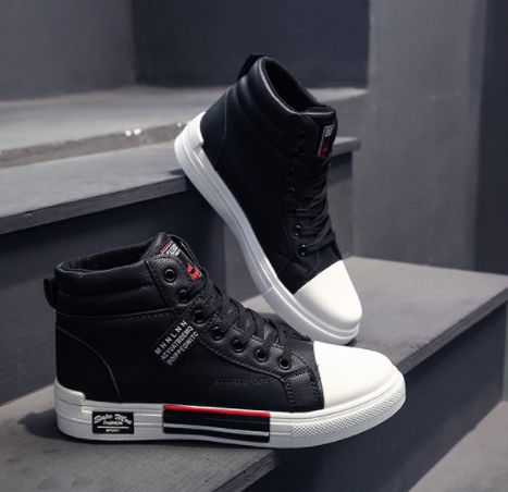 Men's High-Top Lace-Up Sneakers | Textured Canvas Fashion Boots for Fall & Winter Casual Everyday Wear