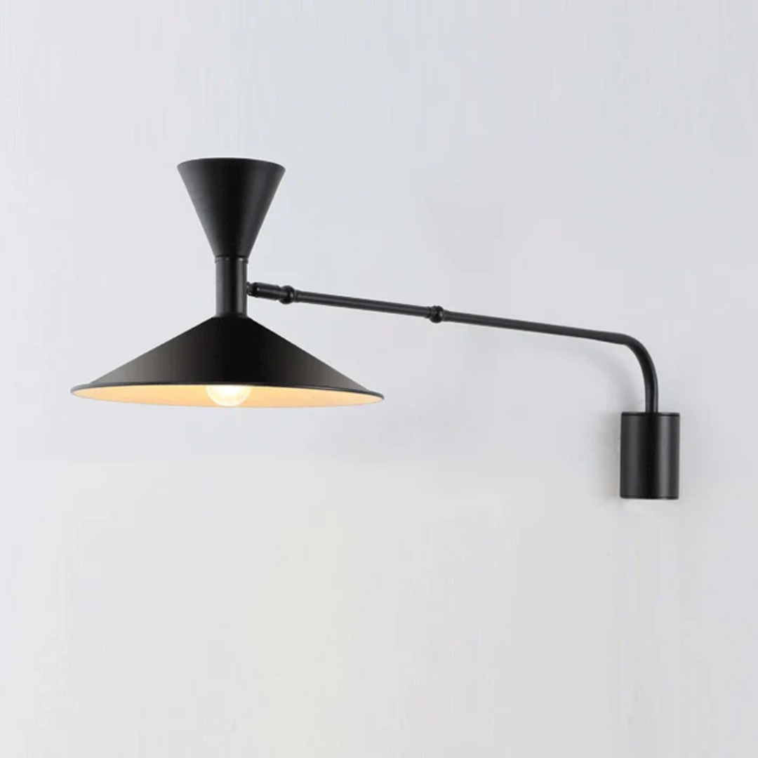 Adjustable Swing Arm Wall Sconce in Metal for Bedroom Reading, Office Task Light, Living Room Accent | E14 LED Socket