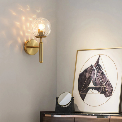 Globe Wall Sconce with 5.5-Inch Glass Shade Black and Gold Finish Bedroom Hallway Ambient Light E14 Socket Modern Minimalist Design for Entr