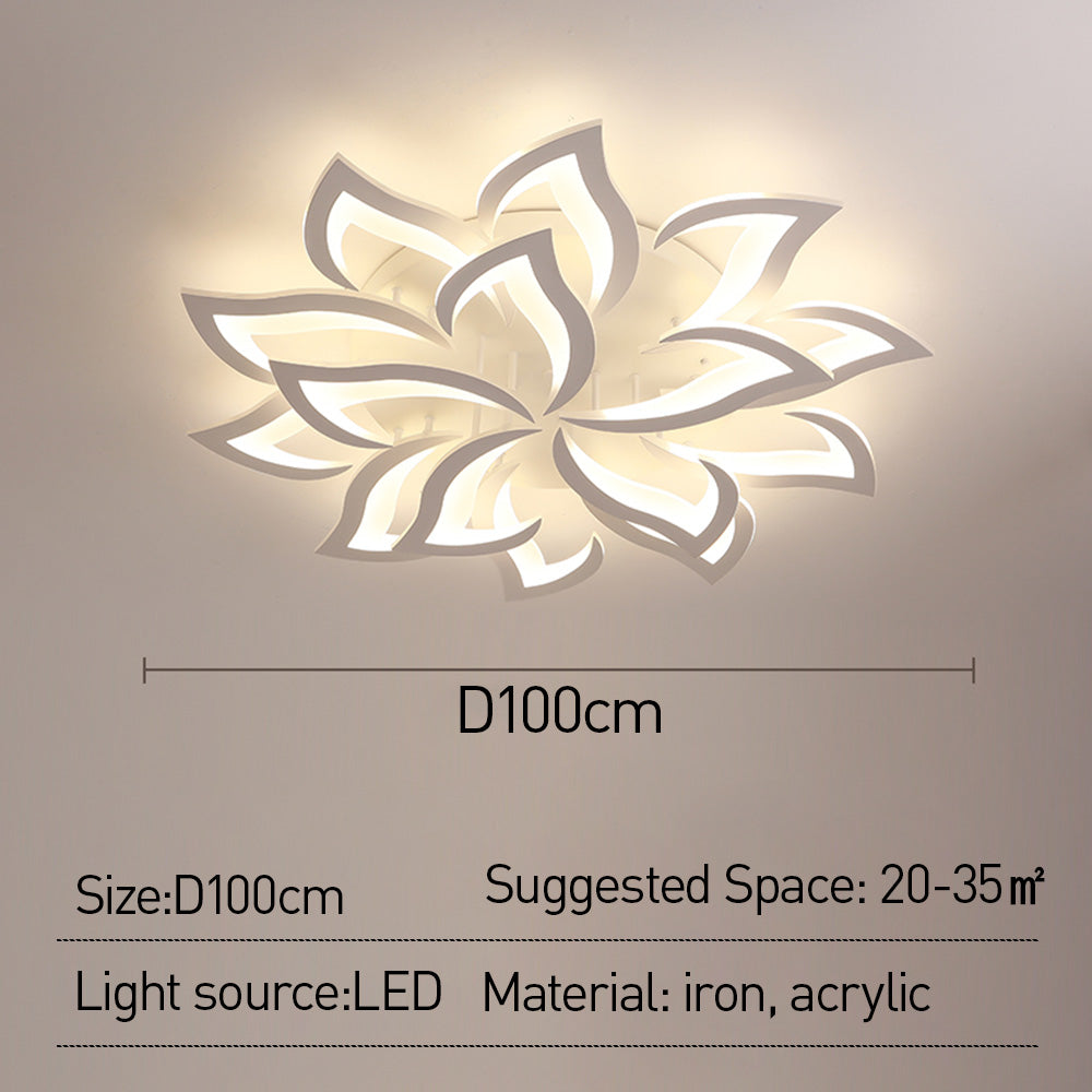 Flush Mount LED Fixture Metal Acrylic Black Layered Floral Pattern for Bedroom Living Room Hallway Contemporary Home Decor Overhead Light