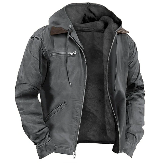 Men's Zip-Up Outerwear Coat with Tailored Fit for Cold Weather – Insulated Design for Office & Weekend Wear – Black Brown Blue Green