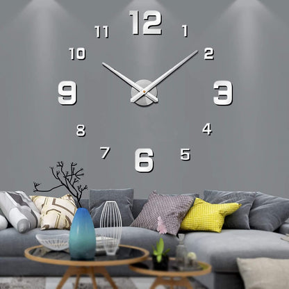 Oversized Noiseless Timepiece for Home & Office – Customizable 3D Layout with Modern Black Finish – Perfect for Open-Plan Spaces and Contemp