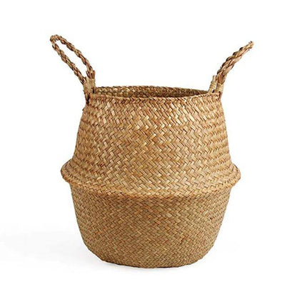 Artisan Rattan Planter or Storage Basket with Handles