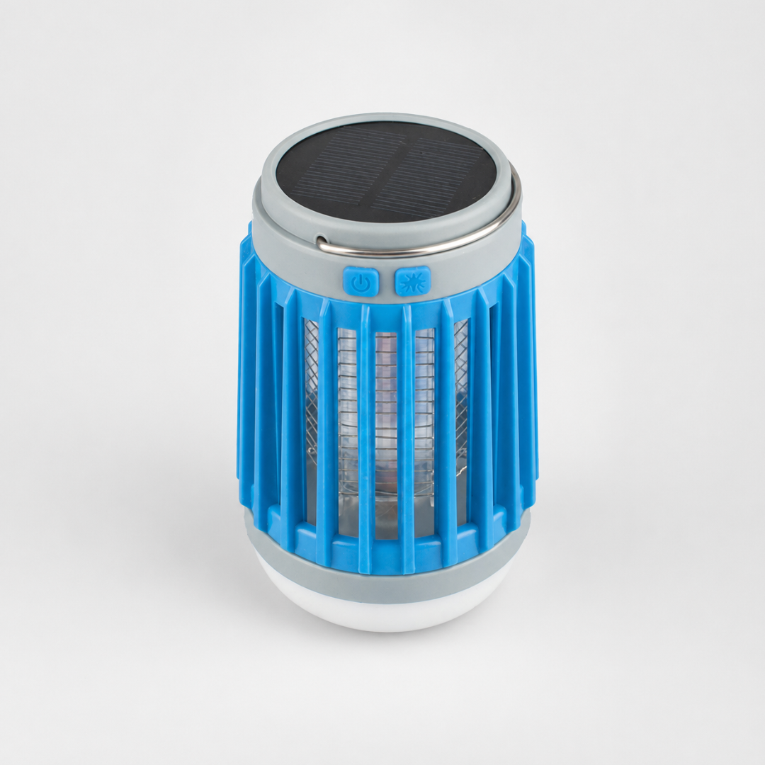 Solar Bug Zapper with UV Light & LED Camping Lantern for Outdoor Mosquito Control & Patio Lighting