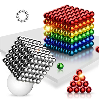 Magnetic Desk Spheres Stress Relief Fidget Set with 216 Mini Building Balls for Creative Puzzle Play Adults Kids STEM Toy