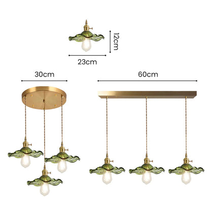 Glass Ceiling Light with Sculptural Ripple Edge – 9 in Hanging Fixture with Metal Hardware for Kitchen, Dining Area, or Bedroom – Adjustable