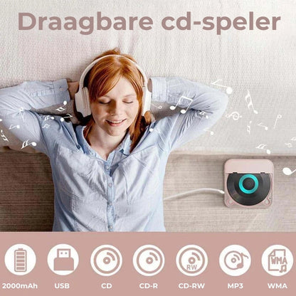 Rechargeable Disc Player with Bluetooth 5.3 Wireless Audio for Home Travel Study Music MP3 CD-R Support 3.5mm Headphone Jack USB-C Charging