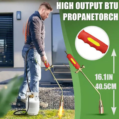 Handheld Flame Weeder with Self-Ignition System for Driveways Gardens & Patios Chemical-Free Vegetation Control 48-Inch Reach