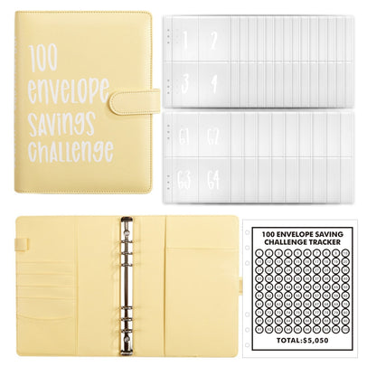 100-Envelope Money Saving Binder with Cash Envelopes for Budget Tracking & Financial Goals | PU Leather Organizer for Home Finance