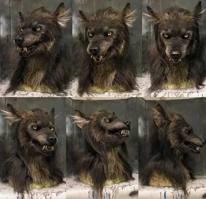 Lifelike Werewolf Mask with Faux Fur for Adults | Full Head Silicone Wolf Costume Mask | Halloween Party, Cosplay & Costume Events