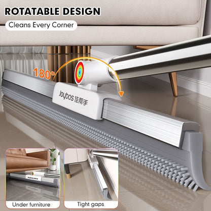 Dual-Action Floor Squeegee with Rubber Edge & Soft Bristles for Pet Hair Removal