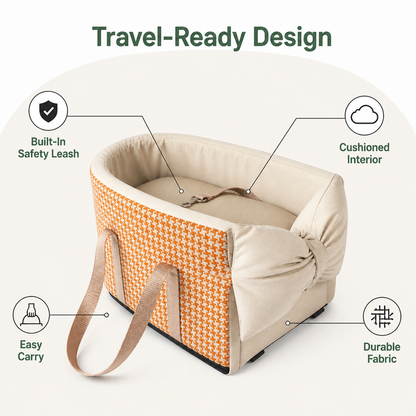 Ortekor Plush-Lined & Safety Leash Dog Car Seat
