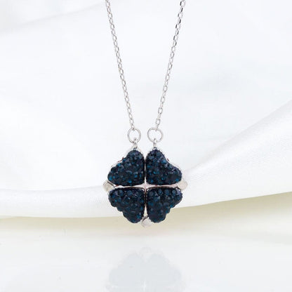 Magnetic Flip Heart Necklace – Converts from Flower to Heart Design – Sterling Silver Chain for Women & Girls