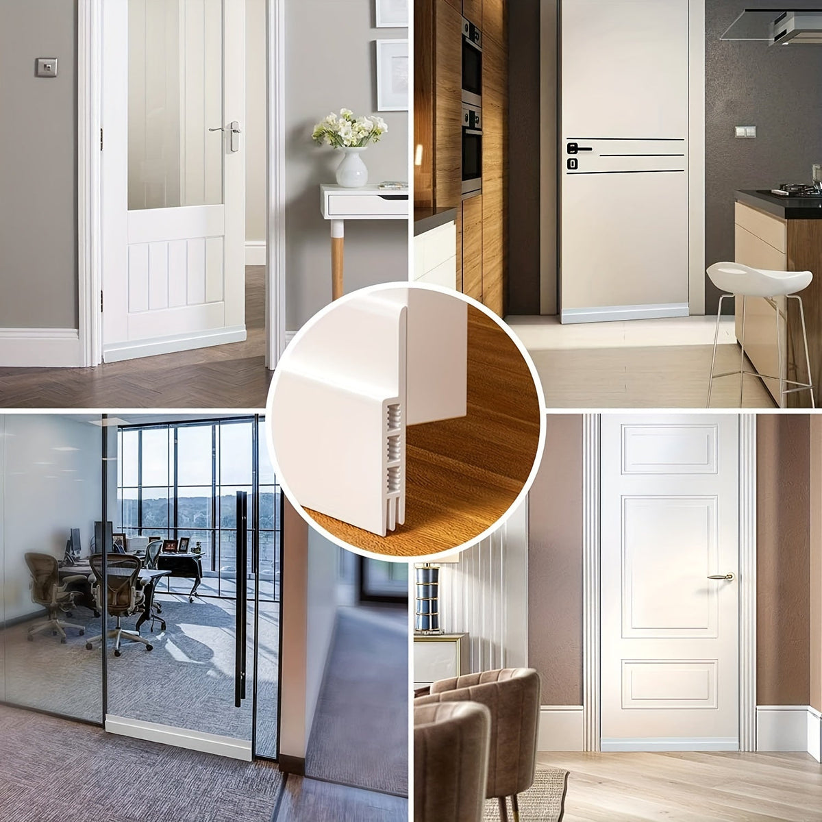Silicone Door Draft Stopper with Adhesive Backing for Energy Savings & Noise Reduction | Under Door Seal Strip for Home Insulation
