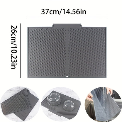 Silicone Drying Mat for Kitchen Counter – Heat Resistant, Non-Slip Dish Drainer Pad for Dishes, Glasses, Cookware | Dishwasher Safe