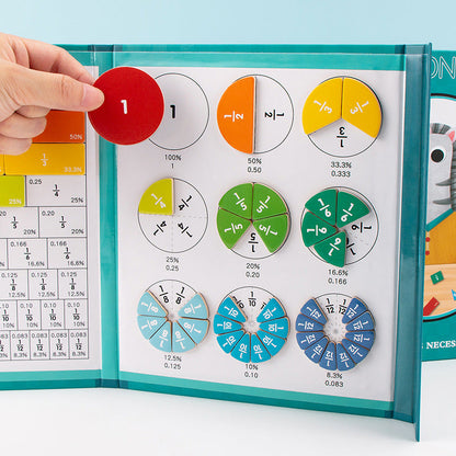 Interactive Fraction Learning Board with Magnetic Pieces for Kids Math Practice Home School Classroom Teaching Aid