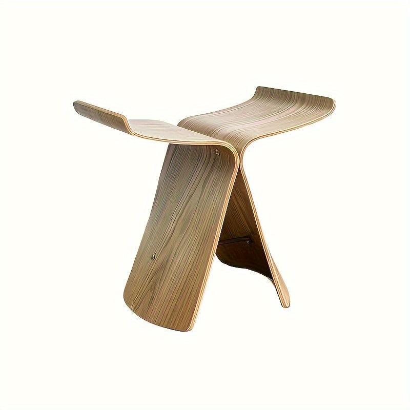Solid Wood Butterfly Stool – Compact Accent Seat for Entryway, Living Room & Home Office