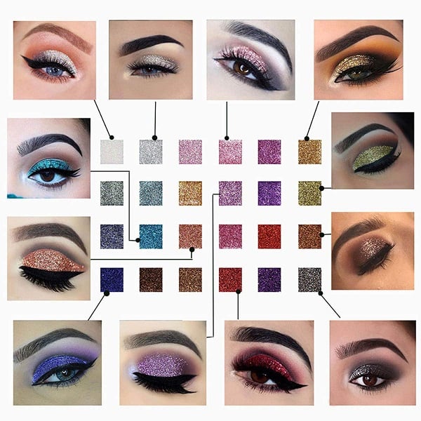 10-Color Glitter Eyeshadow Palette Shimmer Mineral Makeup for Parties Weddings Everyday Looks Highly Pigmented Long-Lasting Eye Shadow