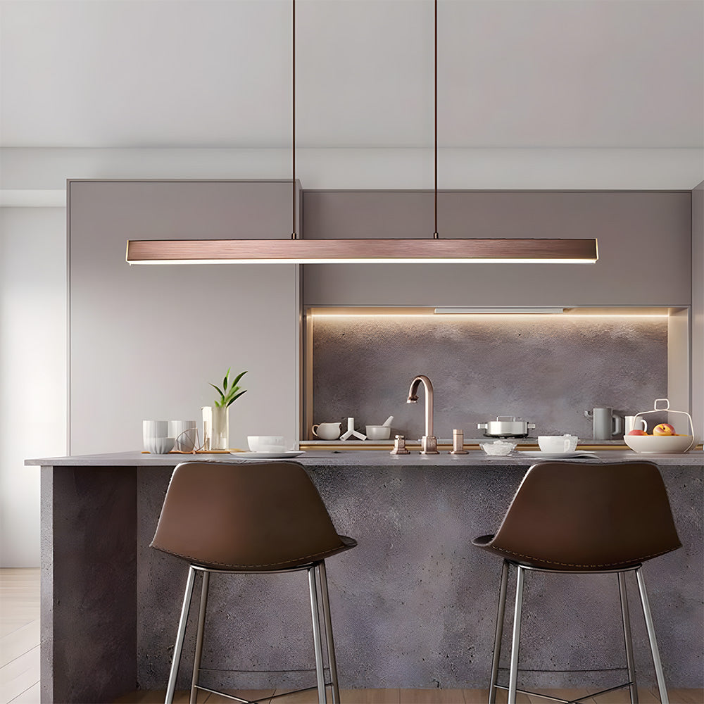 Linear Metal LED Fixture 47 in Black Kitchen Island Overhead Bar Lamp Slim Profile Adjustable Drop Modern Minimalist Style for Dining Room W