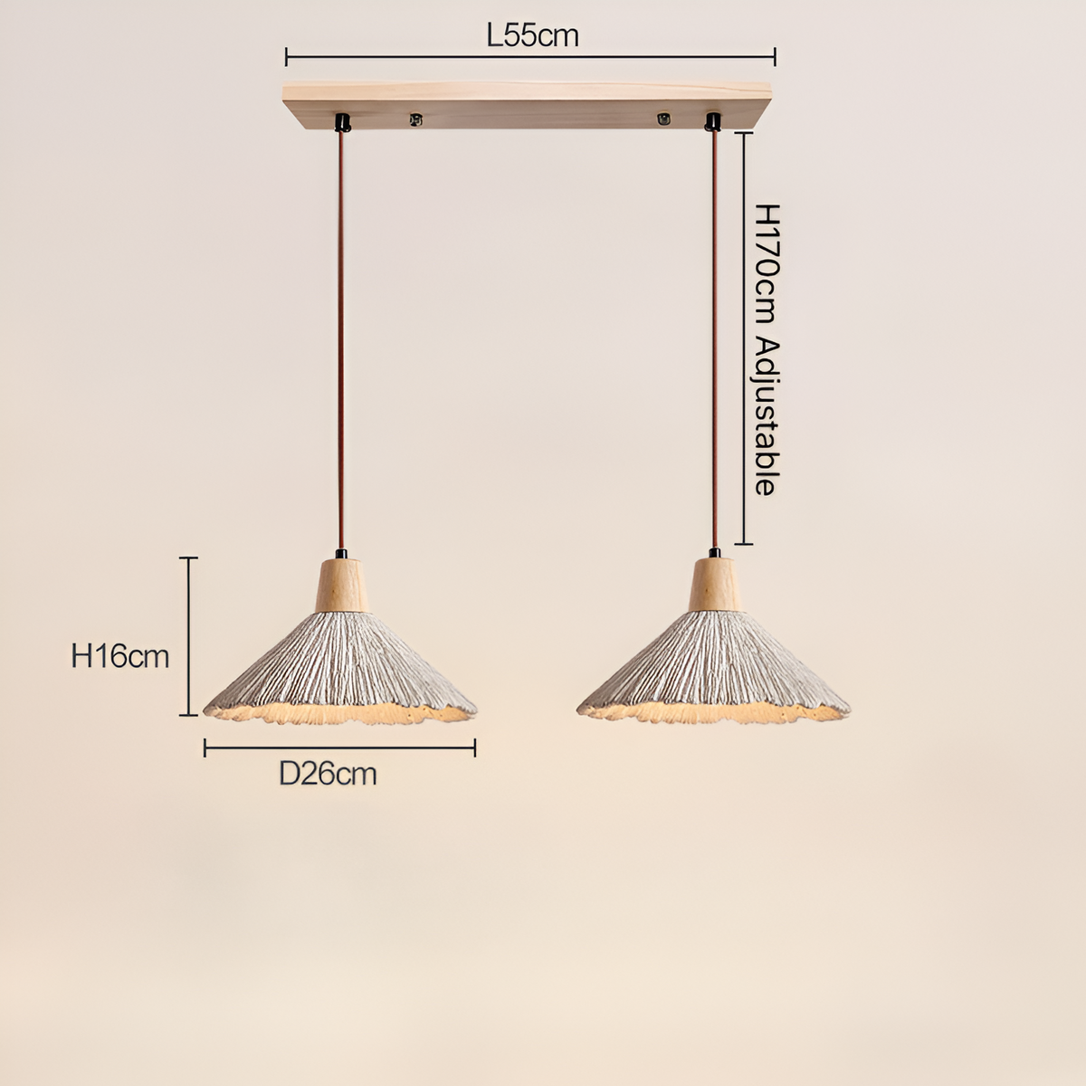 Cream Concrete Hanging Light Fixture 14 in Sculptural Kitchen Island Pendant Dome Lamp Hardwired Modern Farmhouse Dining Room Overhead Ceili