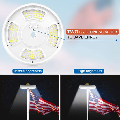 Solar Flag Pole Light with 128 Bright LEDs - Upgraded Version