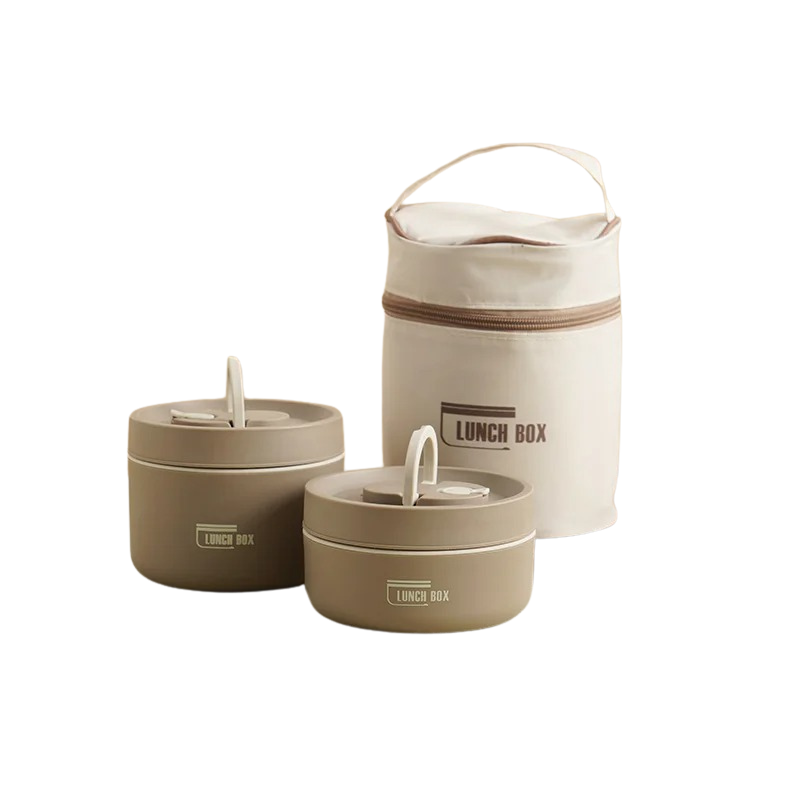 Stainless Steel Insulated Lunch Box Set with Leak-Proof Silicone Seals | Stackable Food Containers with Insulated Carry Bag for Work