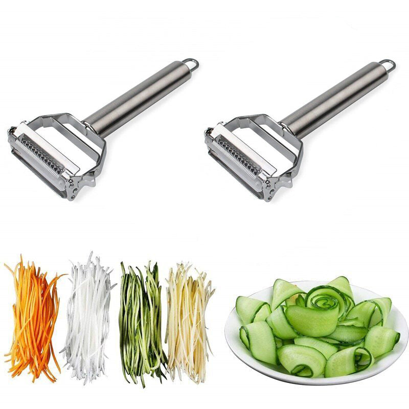 Dual-Blade Vegetable Peeler with Julienne Slicer | Stainless Steel Kitchen Tool for Potatoes Carrots Zucchini Cucumbers Apples | Dishwasher
