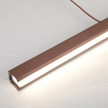 Linear LED Ceiling Light 59 in Metal Acrylic Fixture for Kitchen Island & Dining Room Adjustable Hanging Lamp Modern Black Brown