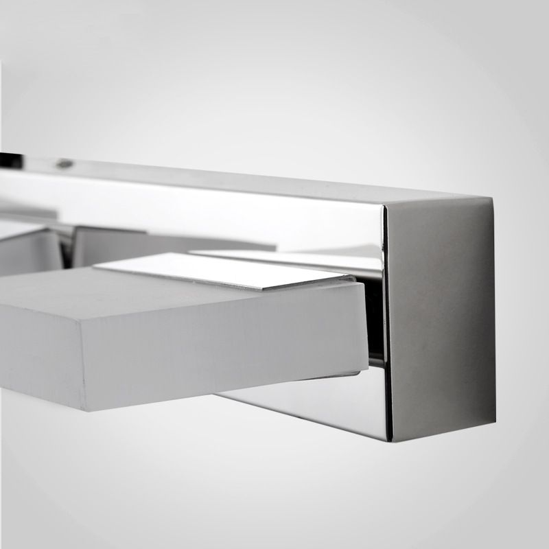 Modern Square LED Vanity Light Wall Sconce – Metal & Acrylic, Silver Finish, Rotatable Bulb for Bathroom Mirror Lighting