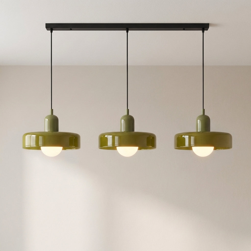3-Light Geometric Glass Pendant Chandelier – Adjustable Height Statement Fixture for Dining Room, Kitchen Island & Bar | Modern Art Deco