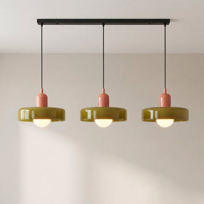3-Light Geometric Glass Pendant Chandelier – Adjustable Height Statement Fixture for Dining Room, Kitchen Island & Bar | Modern Art Deco