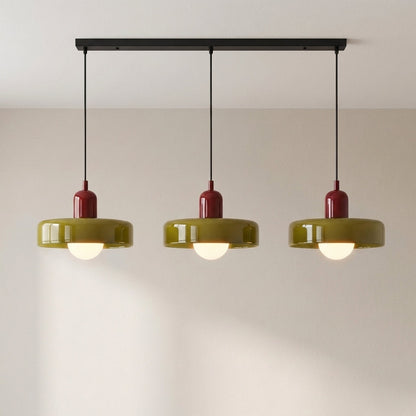 3-Light Geometric Glass Pendant Chandelier – Adjustable Height Statement Fixture for Dining Room, Kitchen Island & Bar | Modern Art Deco