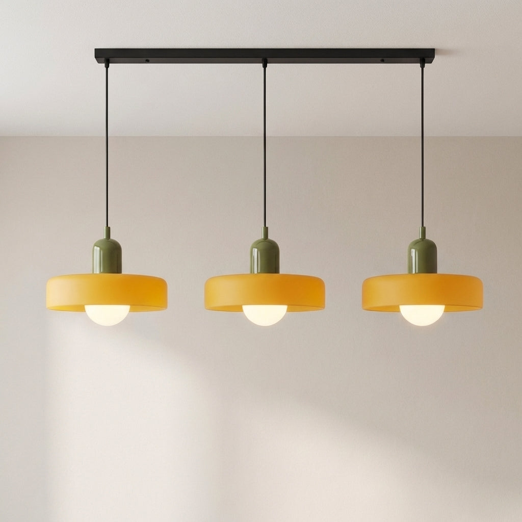 3-Light Geometric Glass Pendant Chandelier – Adjustable Height Statement Fixture for Dining Room, Kitchen Island & Bar | Modern Art Deco