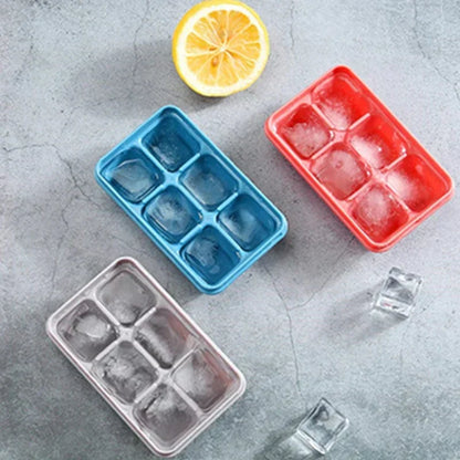 Stackable Freezer Ice Tray Set – 6-Cube Covered Molds for Water, Juice & More (3-Pack)