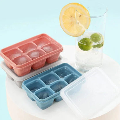 Stackable Freezer Ice Tray Set – 6-Cube Covered Molds for Water, Juice & More (3-Pack)