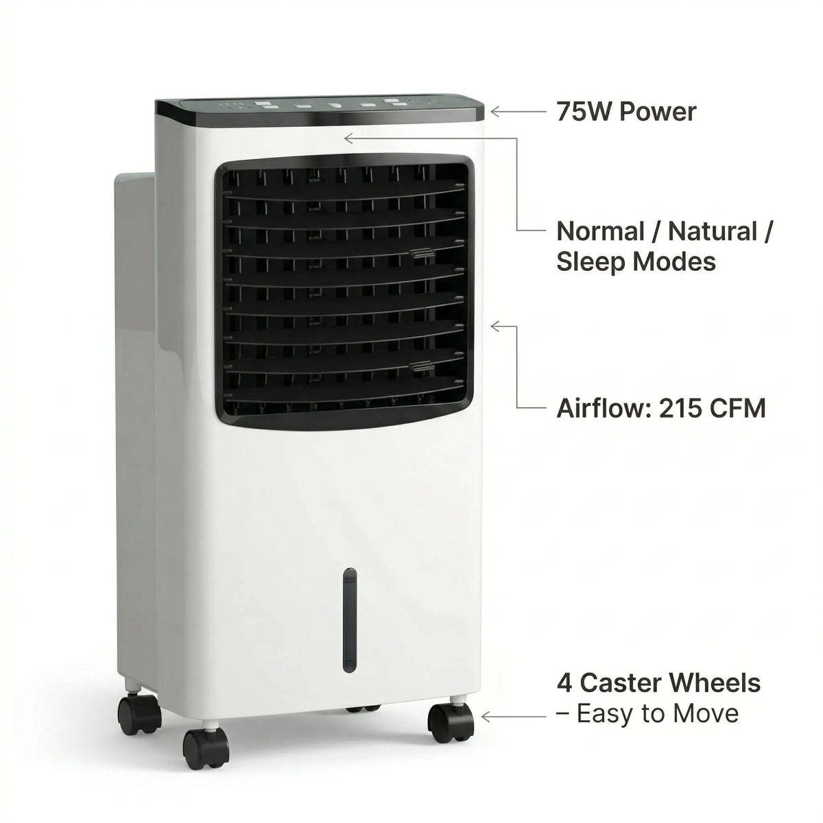 Evaporative Cooler Fan 3-Speed Portable Room Air Cooler with Humidifier Remote Control Timer for Bedroom Office Dorm Home