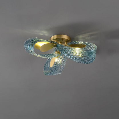 19-Light Glass Ceiling Fixture with Peacock Art Design for Dining Rooms & Large Spaces