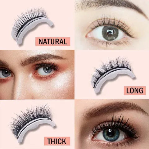 Self-Adhesive False Eyelashes No Glue Heat-Activated Reusable Lash Strips Natural Volume Long Styles Easy Apply 3-Second Hold Washable