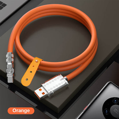 Rotating Fast-Charge Data Cable 120W USB Type-C iPhone Lightning Connector Braided Nylon Cord Gaming Power Transfer Lead 180-Degree Swivel F