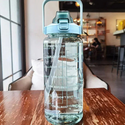 Half-Gallon Water Jug with Built-In Straw and Hourly Hydration Tracker for Gym, Office & Travel