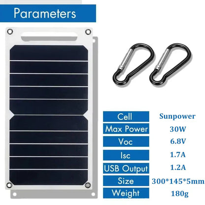 30W Solar Panel | Ultralight Design with USB Connection | Portable Solar Power for Outdoor Adventures