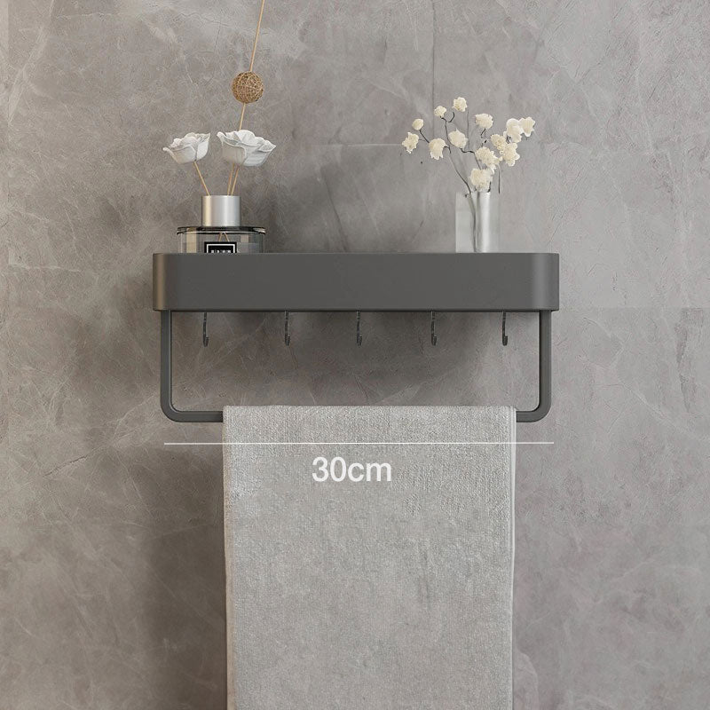 Metal Bathroom Organizer Shelf Gray 12-Inch Shower Caddy Wall-Mount Storage Rack for Shampoo Toiletries & Towels Space-Saving Modern Design