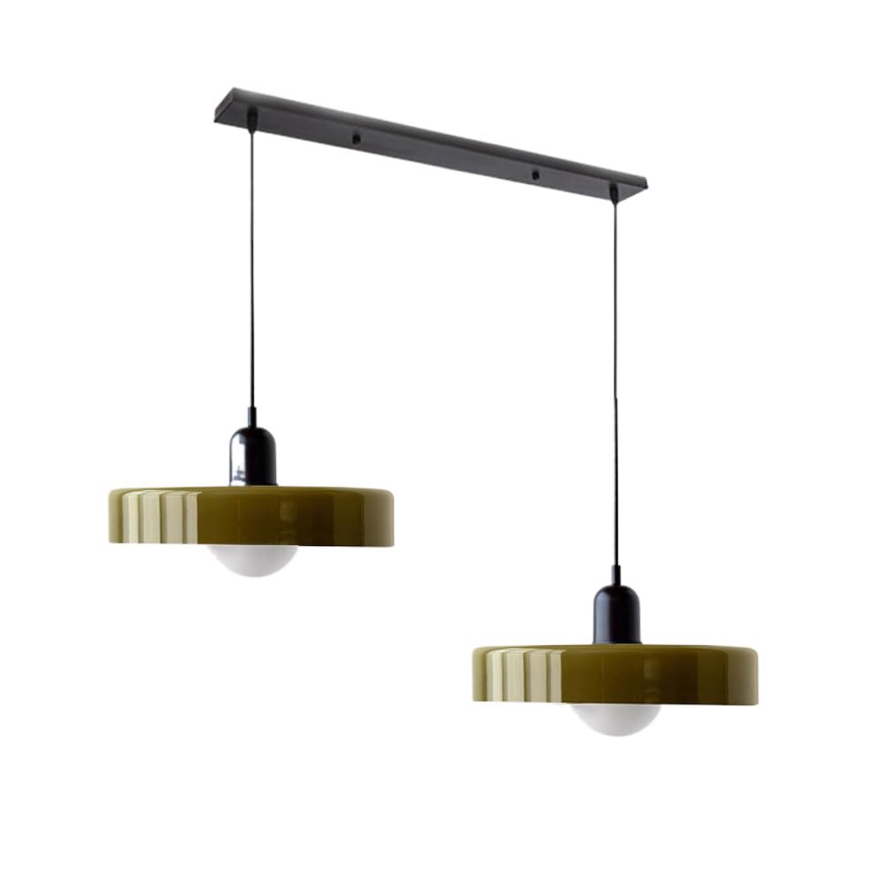 Dual-Shade Glass Hanging Light Fixture G9 Socket 14 Inch Ceiling Mount for Kitchen Island Dining Table Living Room Modern Overhead Lighting