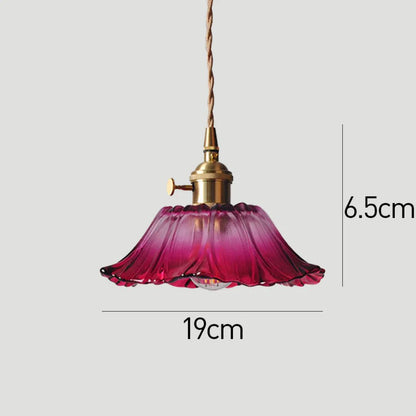 Fluted Glass Hanging Light 11-Inch Shade Burgundy Adjustable Drop Cord E27 Socket for Kitchen Island Dining Area Hallway Above Table Counter