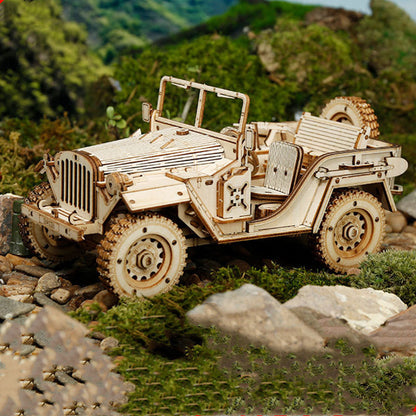 3D Timber Assembly Kit Interlocking Brain Teaser for Adults Desktop Display Model Collectible Hobbyist Project Vehicle Locomotive Automobile