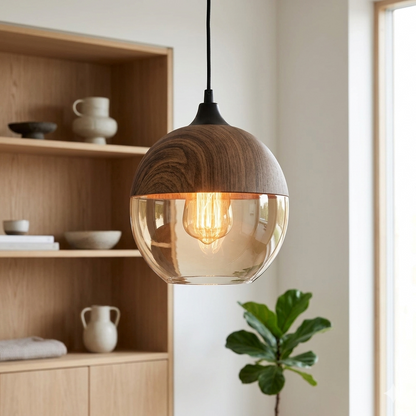 Hanging Ceiling Fixture with Smoked Glass Shade 10 Inch Adjustable Height E27 Socket for Dining Room Kitchen Island Modern Farmhouse Breakfa