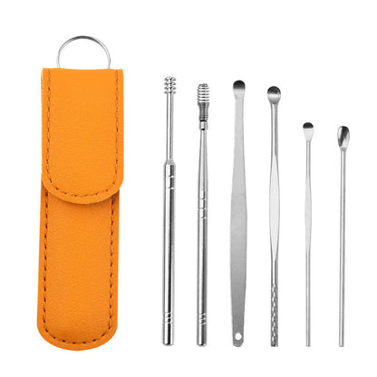 Stainless Steel Ear Cleaning Tool Set 6-Piece Reusable Earwax Removal Tools with Storage Case for Adults Kids Safe Effective Ear Hygiene