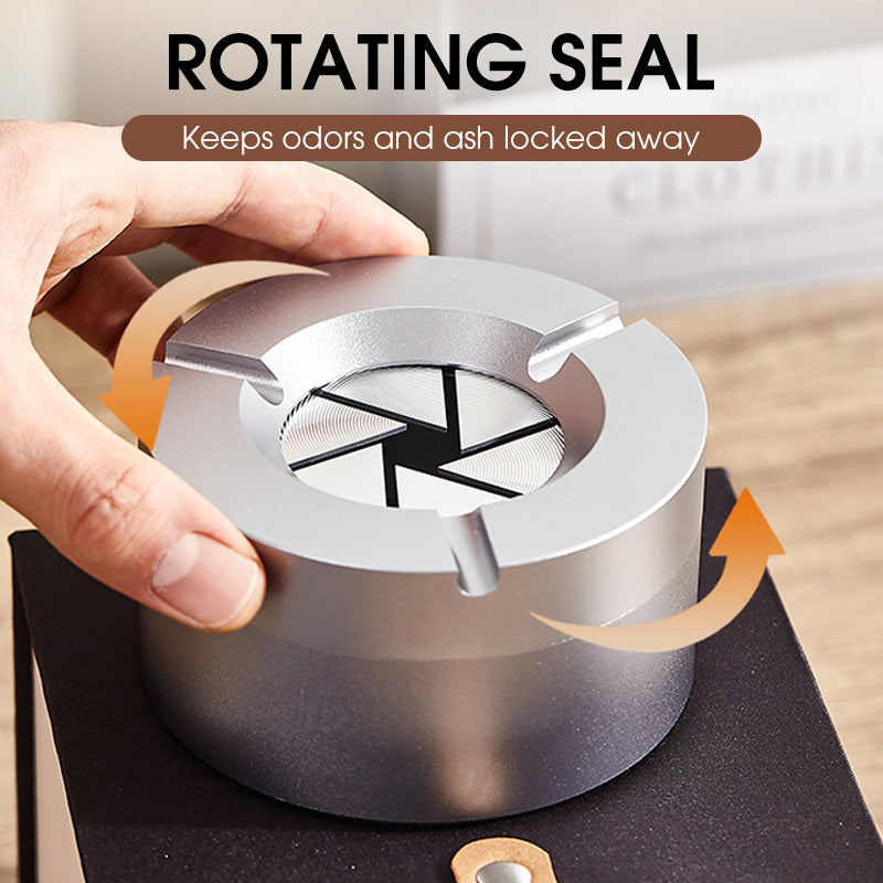 Stainless Steel Twist-Lock Ashtray for Car and Home | Odor-Sealing 360° Rotation Design Smokeless Holder