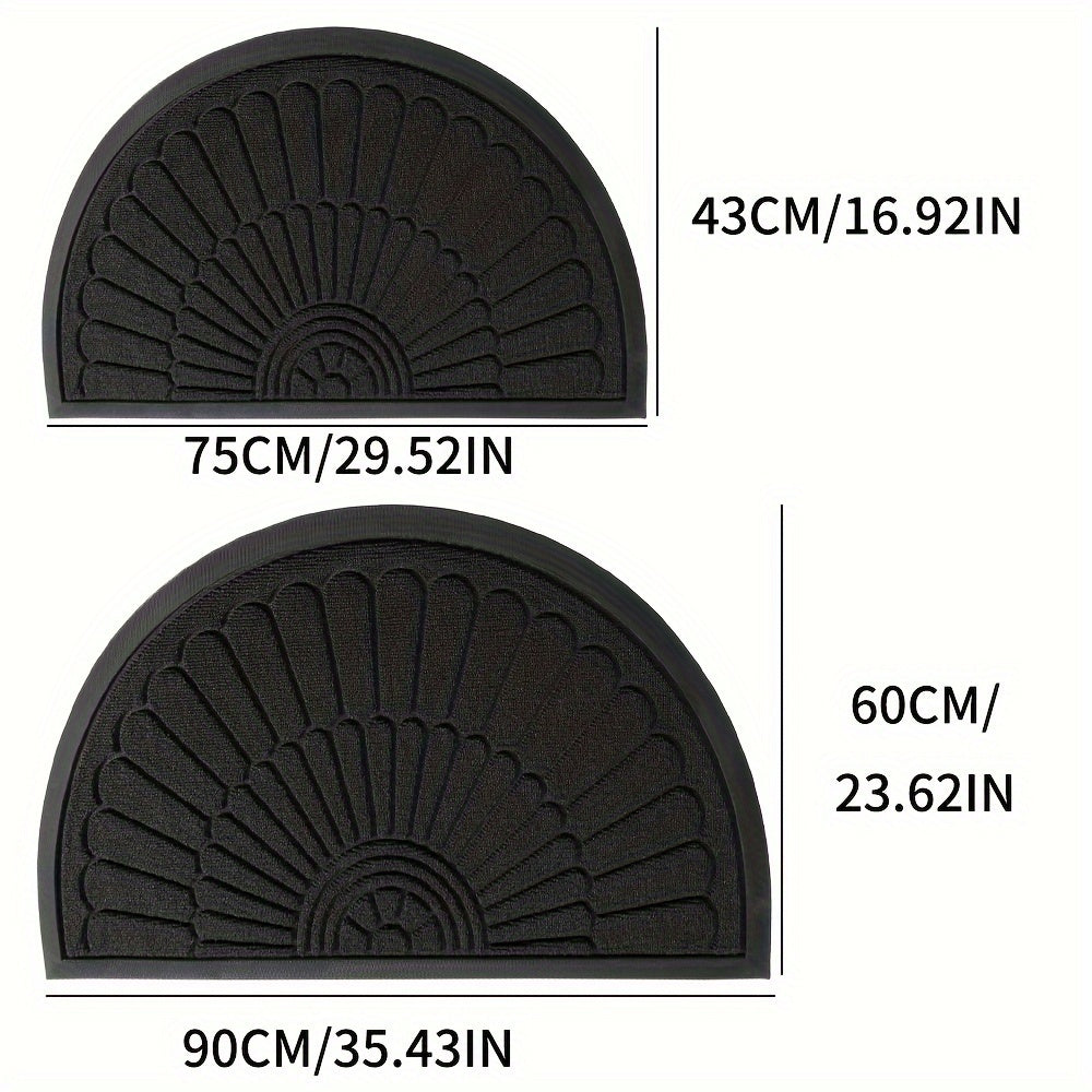 Half Moon Entry Mat Rubber Non-Slip Indoor Outdoor Foyer Entryway Mud Catcher Patio Back Front Utility Room Vestibule Hallway Home